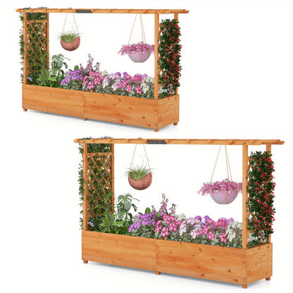 Houten Hoogte Plantbak – Verticaal Tuinbed – Klimplant Rek – Buitenplantenbak – Plantenhouder – Natuurlijk Hout – Met Overkapping En Drainage