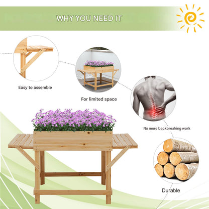 Hoogte plantenbak – Verhoogde plantenbak – Bloembak – Tuinbak – Plantenbak op poten – Natuurlijk dennenhout – Zijplanken en non-woven filterdoek – 130x75x75 cm