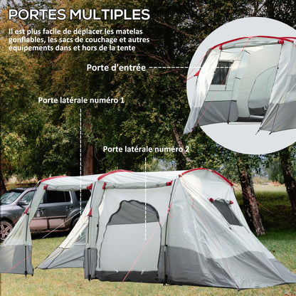 Campingtent – Kampeertent – Familietent – Tunneltent – Pop-up Tent – Ruim Voor 6-8 Personen – Lichtgewicht Polyester Met Glasvezel Stokken