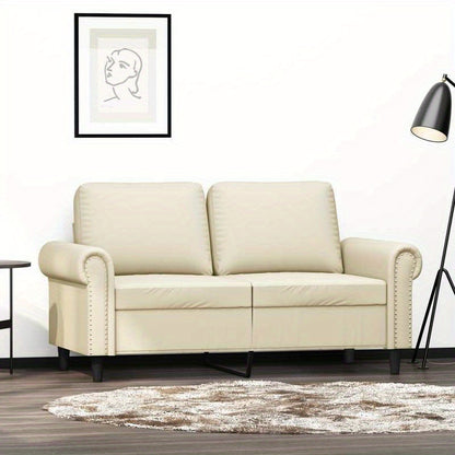 2-Zits Bank – Loveseat – Tweezitsbank – Zitbank – 2-Persoons Bank – Creme Kleur – Synthetisch Leer – Compact 120 cm breed