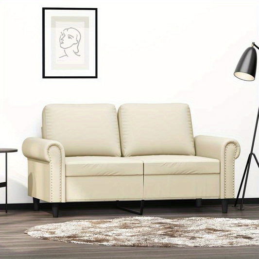 2-Zits Bank – Loveseat – Tweezitsbank – Zitbank – 2-Persoons Bank – Creme Kleur – Synthetisch Leer – Compact 120 cm breed