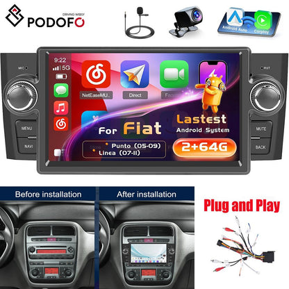 Autoradio – Android Radio – Auto Stereo – Multimedia Speler – Navigatiesysteem – 7 Inch HD Touchscreen – Draadloos CarPlay & Android Auto – Inclusief AHD Achteruitrijcamera & Microfoon