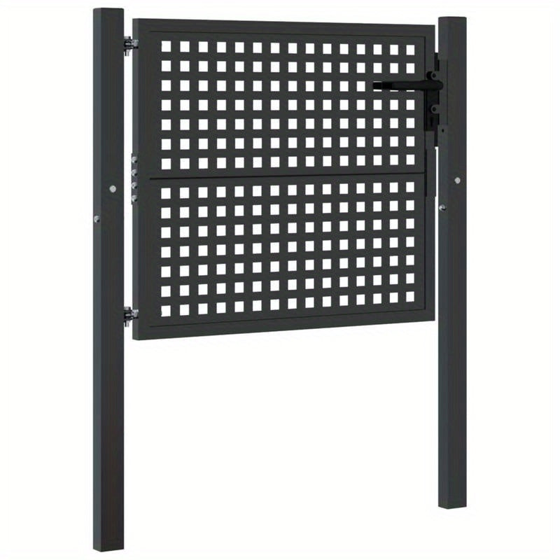 Tuinafscheidingpoortje – Tuinpoort – Tuinafscheiding – Poortdeur – Metalen Poort – Antraciet – Duurzaam Staal – Rasterdesign – 104,14 x 127 cm