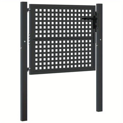 Tuinafscheidingpoortje – Tuinpoort – Tuinafscheiding – Poortdeur – Metalen Poort – Antraciet – Duurzaam Staal – Rasterdesign – 104,14 x 127 cm