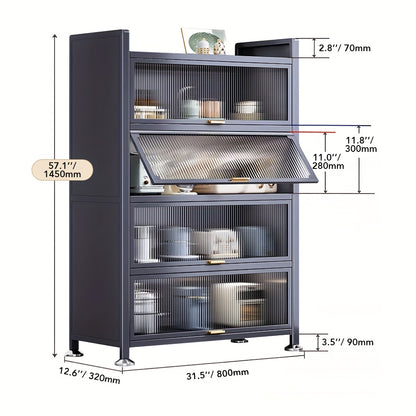 Keukenkast Organizer – Keukenkast Rek – Voorraadkast – Opbergrek – Keukenplanken – 5-laags Heavy-Duty Carbon Staal – Verstelbare Schuifladen Grijs
