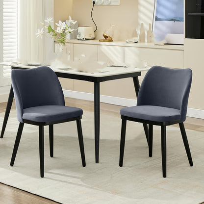 Eetkamerstoelen – Stoelen – Zitstoelen – Keukenstoelen – Designstoelen – Wit met Zwarte Poten – Ergonomische Rugleuning – Dikke Gevoerde Zitkussens