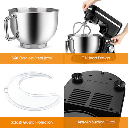 Elektrische Keukenmixer – Standmixer – Handmixer – Mixer Blender – Mixer Grinder – 4,2 Liter Mengkom – 6 Snelheden Krachtige Motor – Zwart