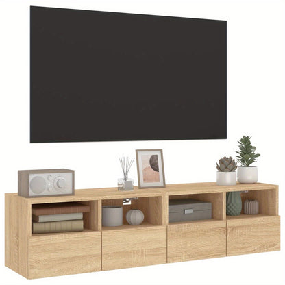 TOMSHOO TV Cabinet, Entertainment cabinet, TV Wall Cabinets 2pcs Sonoma Oak 60x30x30cm Engineered Wood, Entertainment Center, Television and media furniture