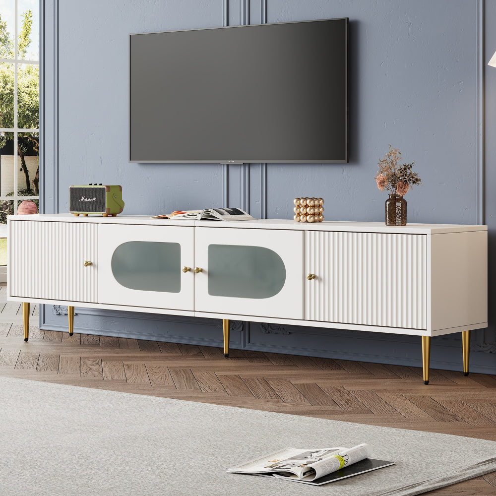 TV-meubel – Woonkamermeubel – Home Entertainment Meubel – TV-kast – Entertainmentkast – Wit met Gouden Accenten – 170x35x50 cm – Draagvermogen 35 kg