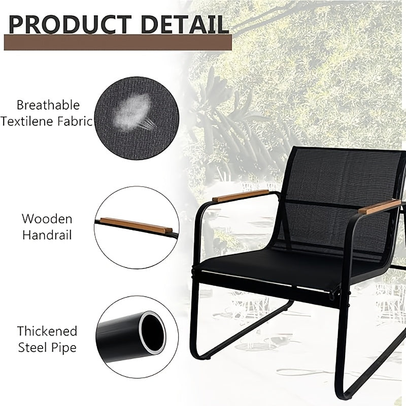 Balkonset – Balkonmeubelset – Bistroset – Tuinset – Loungeset – Weerbestendig – Stalen Frame Met Glazen Tafelblad