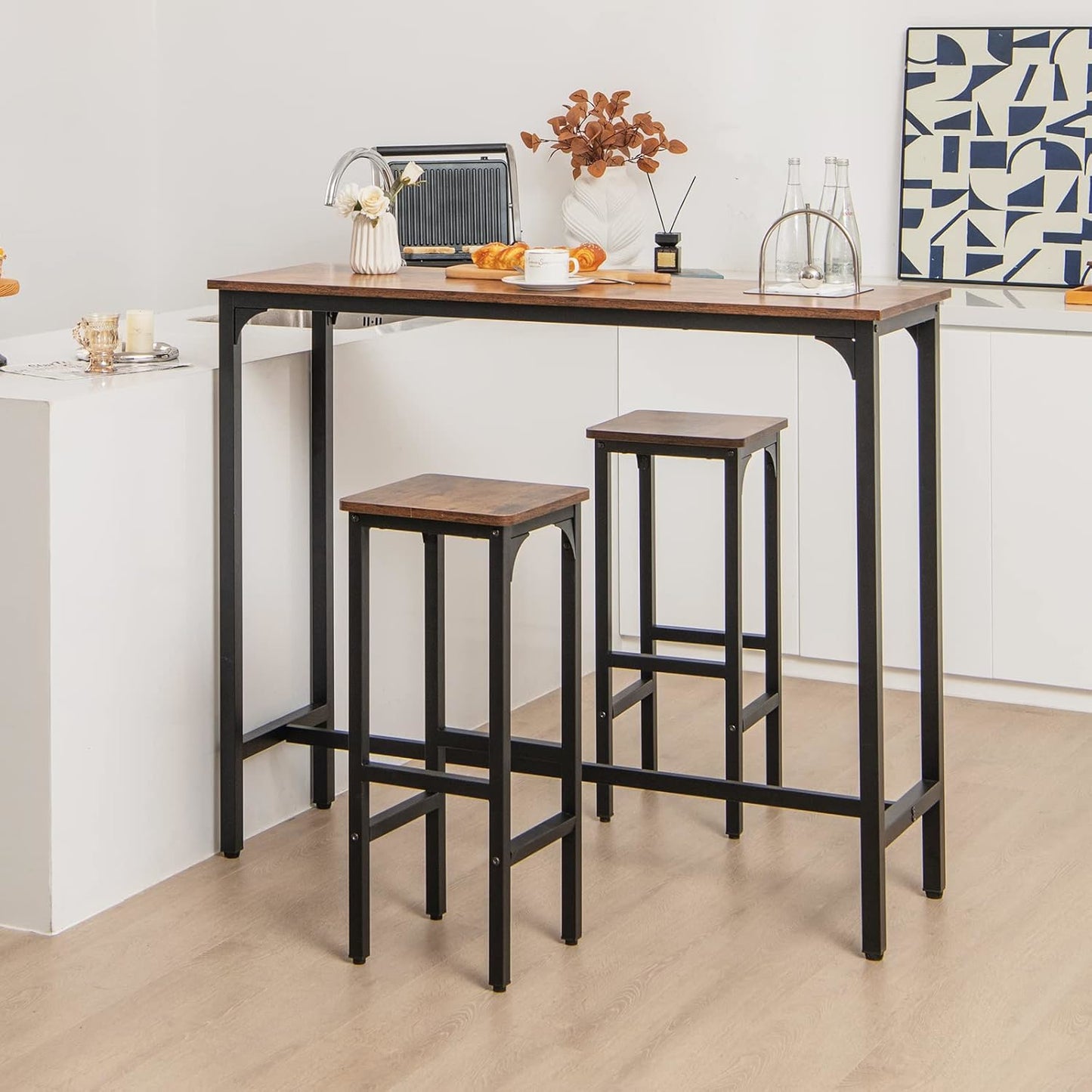 Industriële Salontafel – Lift Tafel – Koffietafel – Opbergtafel – Verstelbare Tafel – Geruisloze Pneumatische Hefmechaniek – Massief Metaal en Hout – 107x54x42 cm