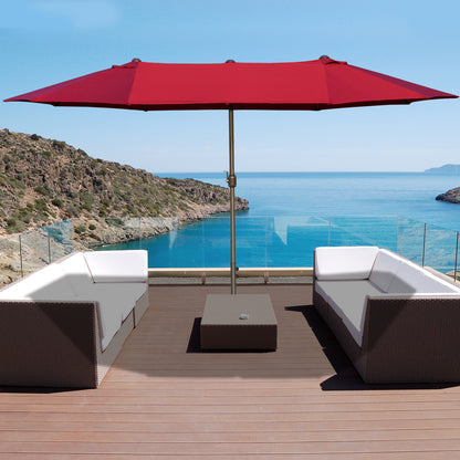 XXL Parasol – Tuinparasol – Terrasparasol – Zonneparasol – Balkonparasol – Bordeauxrood – Extra Groot 4,6 x 2,7 m – Staal Frame Met Ballastzakken