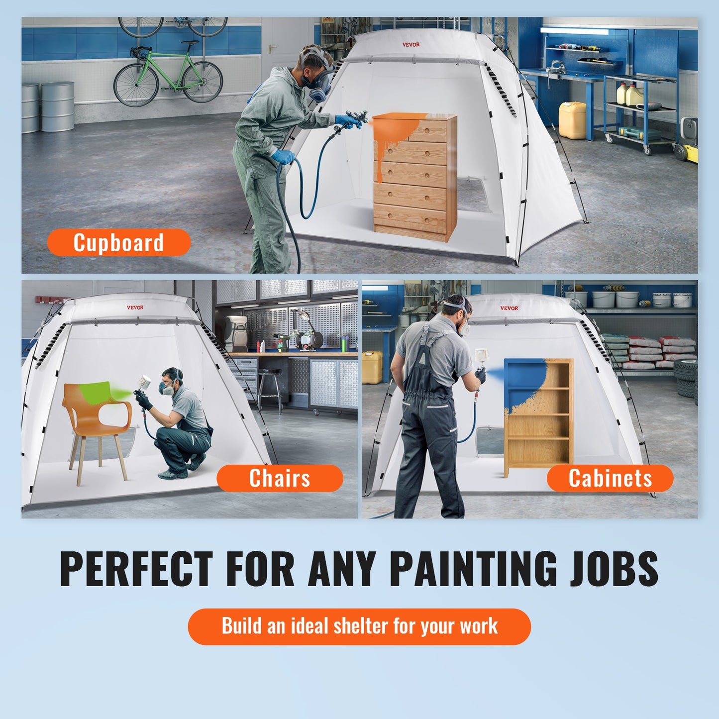 Spuitverftent – Verftent – Spuitcabine – Spray Tent – Schildertent – Grote Afmetingen 2,3x1,6x1,6 m – Ingebouwde Waterafstotende Vloer & Ventilatiegaas