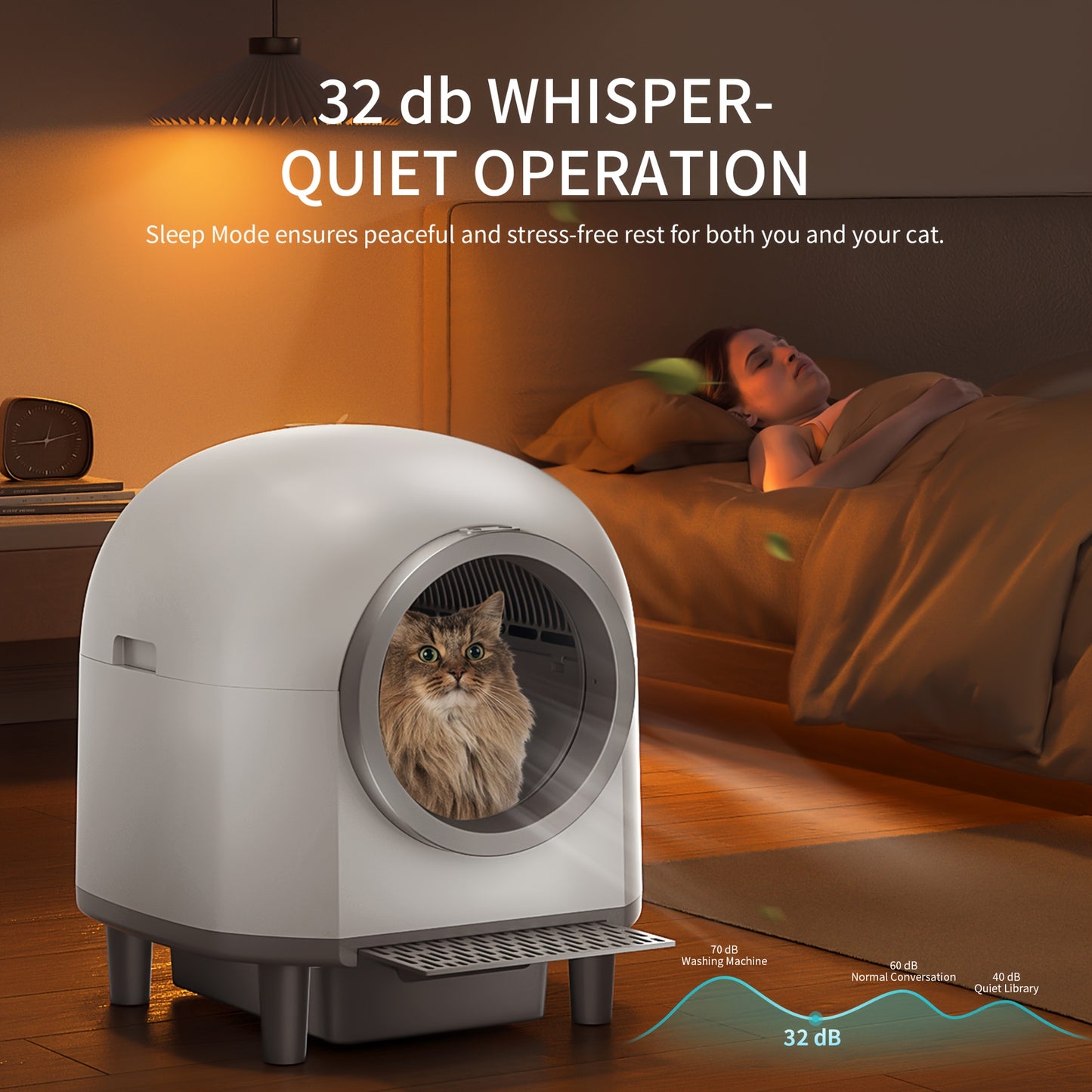 Automatische Kattenbak – Zelfreinigende Kattenbak – Elektrische Kattenbak – Kattenbak Met App – Kattenbak Voor Meerdere Katten – 10 Veiligheidssensoren – Geavanceerde Geurbestrijding – 100L Capaciteit – Zwart Oval Design