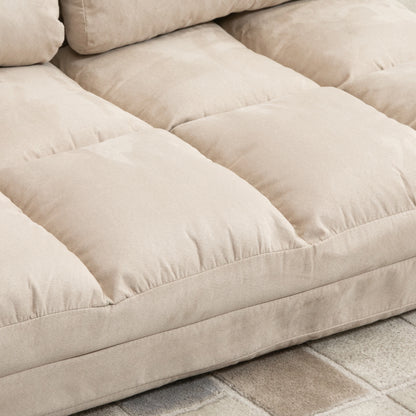 Vloerstol – Vloerstoel – Zitstoel – Ligstoel – Slaapstoel – Verstelbare Rugleuning 3 Posities – Zacht Fluweel Beige