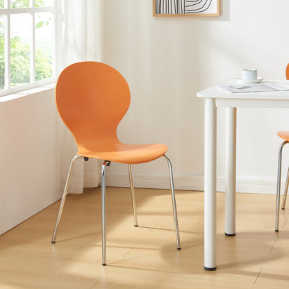 Eetkamerstoel – Stoel – Kuipstoel – Stoelset – Barkruk – Stapelbaar – Berkenhout Met Metalen Poot – Zithoogte 46 cm – Set Van 4