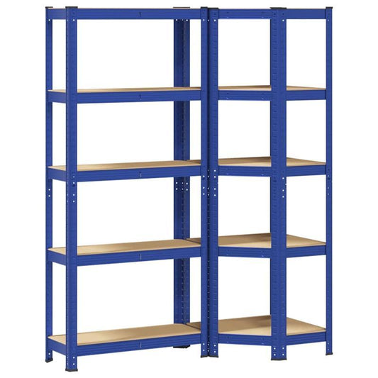 Opbergrek – Opbergkast – Stellingkast – Opbergrekken – Stellingrek – 2 Stuks – 5 Laags Stalen Frame & Houten Planken – Vloerstaand & Robuust