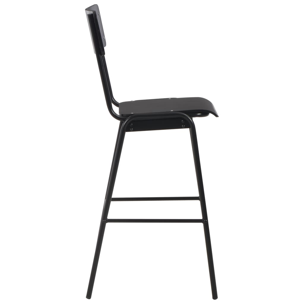 Barstoel – Barkruk – Barkruk – Keukenstoel – Bistrostoel – Set van 6 – Multiplex Zitting – Gepoedercoat Stalen Poten