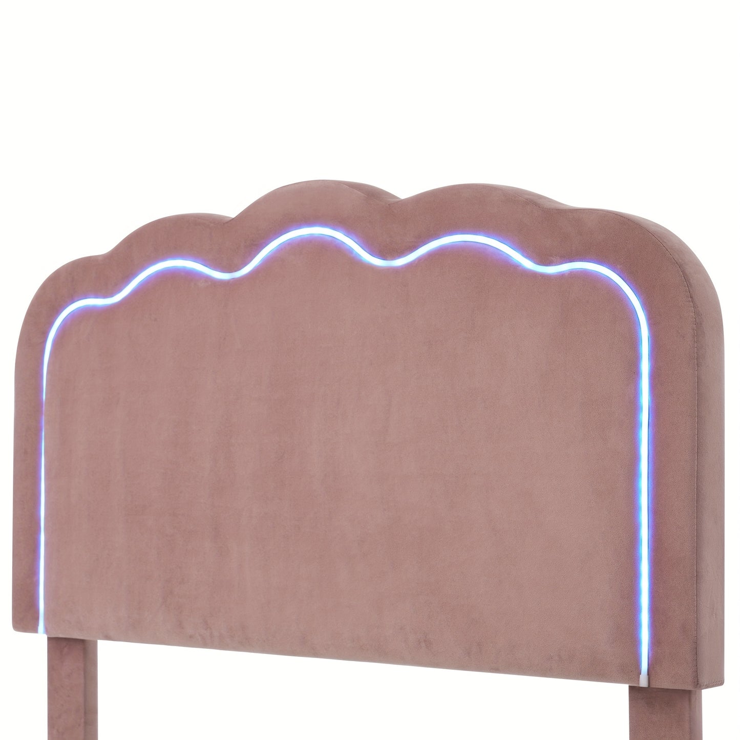 Eenpersoonsbed – Single Bed – Bedframe – Slaapbed – Gestoffeerd Bed – Verstelbare Hoofdsteun – Hoogwaardig Massief Houten Frame – Roze Velvet Bekleding – 90 x 200 cm – Plat Lattenbodem