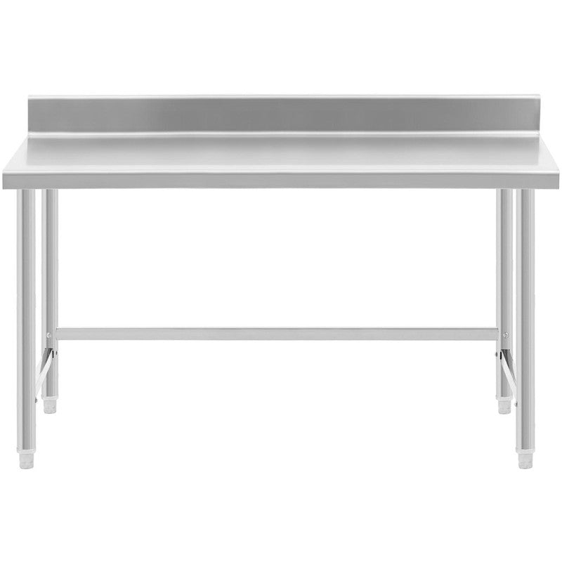 Roestvrijstalen Werktafel – RVS Werkbank – Keukentafel – Opbergtafel – Werkbank Garage – 150x70 cm – Opstaande Rand – Stabiel en Hygiënisch