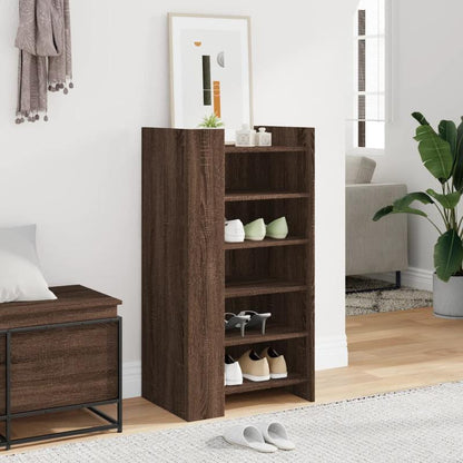 Modern Brown Oak Wood Shoe Cabinet with Multiple Shelves – Sturdy, Moisture-Resistant Storage for Living Rooms, Bedrooms, and Entryways, Shoe Storage Organizer