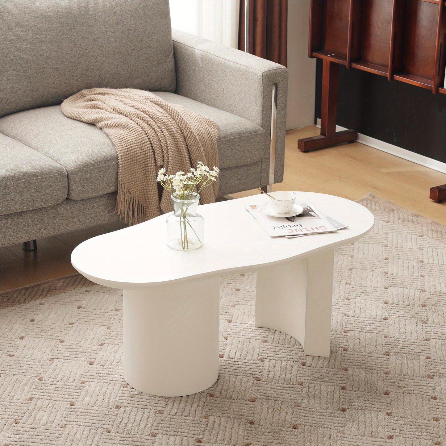 Witte Salontafel – Bijzettafel – Koffietafel – Tafel – Modern Meubel – Onregelmatig Ontwerp – 100 cm Lang MDF