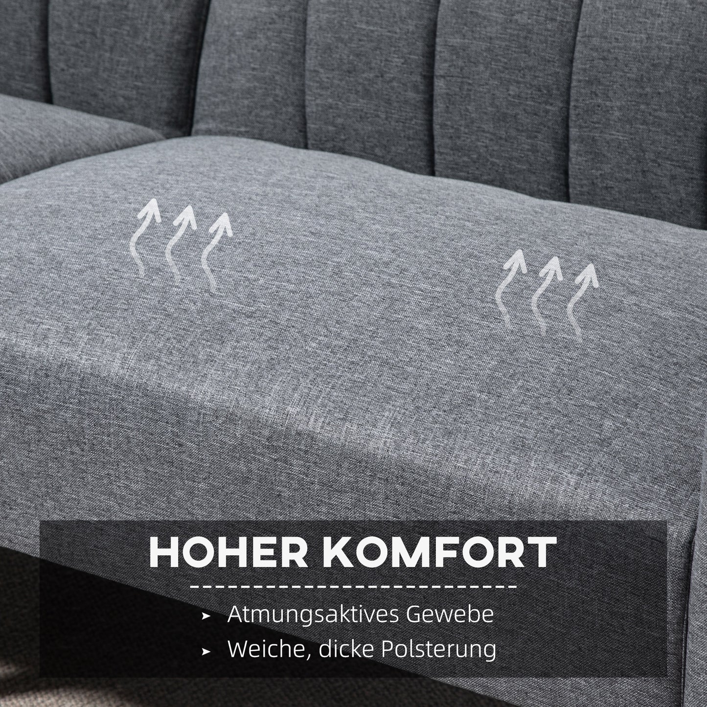 Slaapbank – Uitklapbare Sofa – Bedbank – Stofbank – Tweezitsbank – Verstelbare Rugleuning – Linnenlook Polyester – Rubberenhouten Poten – 173x75x73 cm – Comfortabel & Stabiel