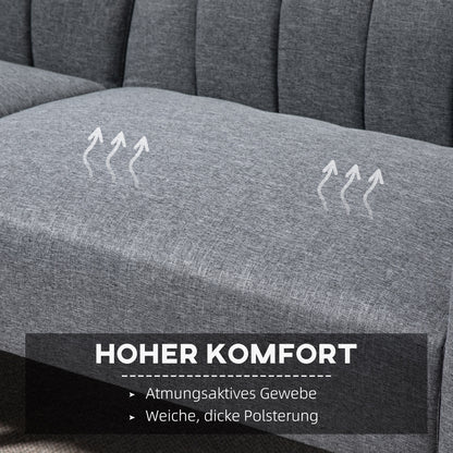 Slaapbank – Uitklapbare Sofa – Bedbank – Stofbank – Tweezitsbank – Verstelbare Rugleuning – Linnenlook Polyester – Rubberenhouten Poten – 173x75x73 cm – Comfortabel & Stabiel