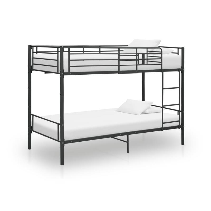 Stapelbed – Hoogslaper – Kinderbed – Twijfelaar – Bunkbed – Zwart Metalen Frame – 90x200 cm – Stevig & Ruimtebesparend