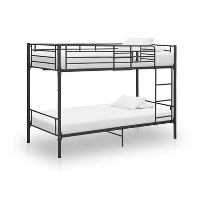 Stapelbed – Hoogslaper – Kinderbed – Twijfelaar – Bunkbed – Zwart Metalen Frame – 90x200 cm – Stevig & Ruimtebesparend