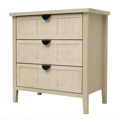 Ladekast – Dressoir – Opbergkast – Chest Of Drawers – Commode – 3 Lades – Natuurlijke Houtlook Met Gegraveerde Lijnen – Compact Formaat 80 x 40 x 80 cm
