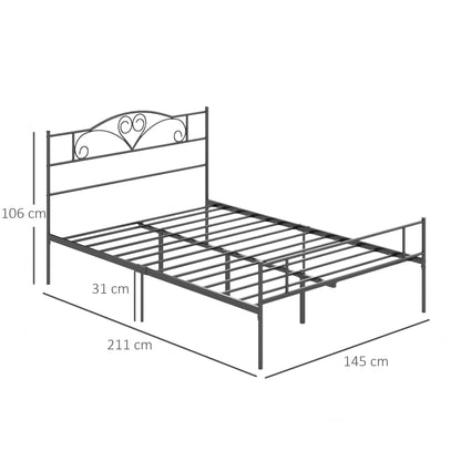 Metalen Bedframe – Stalen Bedframe – Metalen Ledikant – Metalen Slaapbed – Metalen Onderstel – Zwart – Stevige Constructie 300 kg Draagkracht – Afmeting 145x211x106 cm