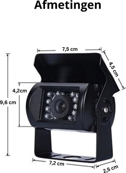 Achteruitrijcamera PRO Draadloos - Parkeersensoren - Vrachtwagens - Bussen - Bestelwagens - 2 Camera's - 12/24V - Nachtzicht