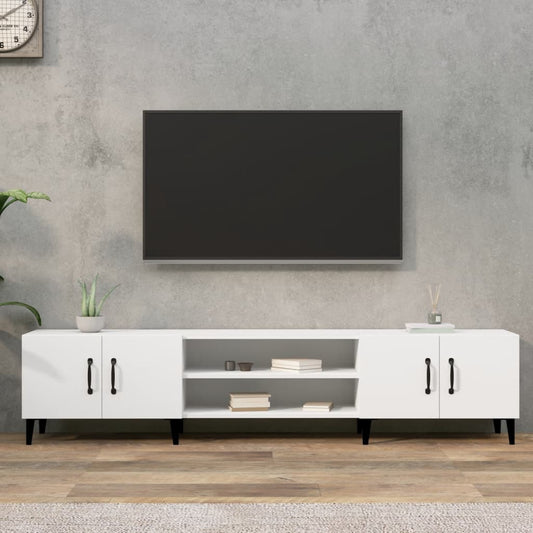 TV Cabinet White 180x31.5x40 cm Engineered Wood TV Stand Entertainment Center with Storage, Media Television Table for Living Room Bedroom