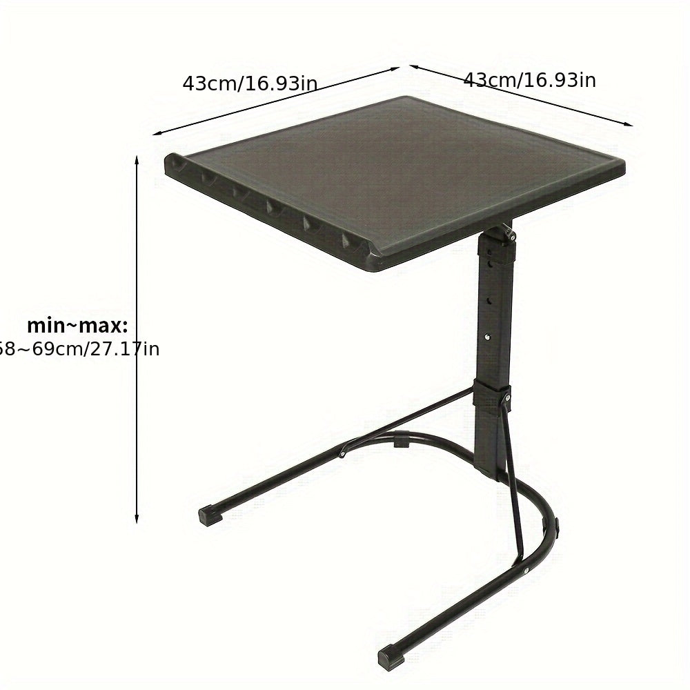 Inklapbare bijzettafel – Laptoptafel – Nachtkastje – Campingtafel – Verstelbare tafel – Verstelbare hoogte 63-76 cm – Compact en lichtgewicht