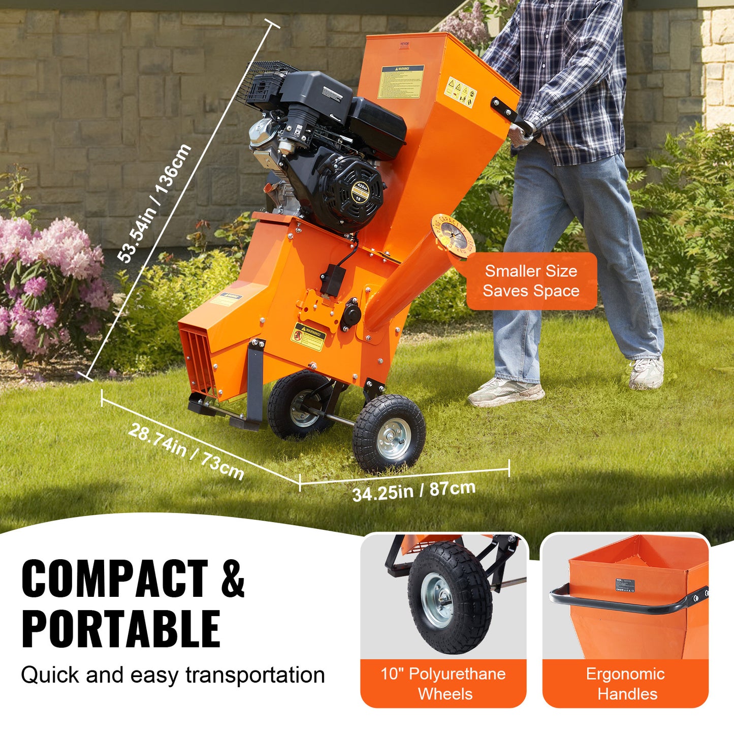 Houtversnipperaar – Tuinafvalversnipperaar – Takkenversnipperaar – Houtsnipperaar – Mulchversnipperaar – Benzine 420cc Motor – Groot Invoerkanaal 17 cm