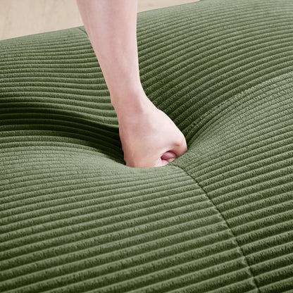 Hamlet Footstool - Green Rope Fabric Ottoman with Sturdy Metal Frame, Soft Cushioned Top & Durable Rope Upholstery - Versatile Footrest, Extra Seating or Accent Chair for Living Room, Bedroom, Entryway - Modern Minimalist Des