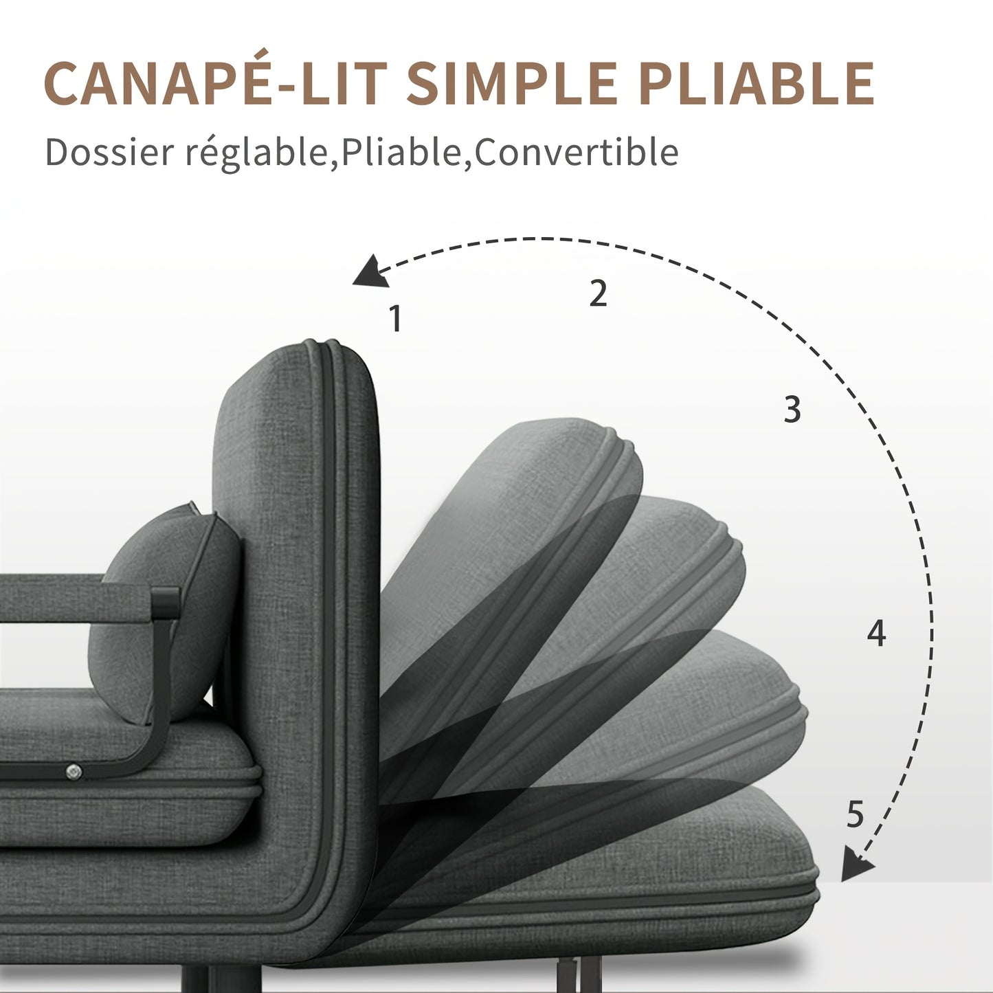 Slaapstoel – Slaapbank – Slaapfauteuil – Zitbed – Logeerbed – Inklapbaar – Memory Foam Comfort – Metaal Met Acrylstof – Compact 60x68x85 cm