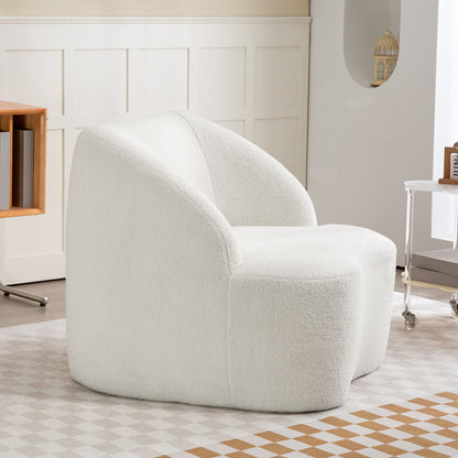 Fauteuil – Armstoel – Relaxstoel – Zitzetel – Lounge Chair – Crème Wit – Fleece Bekleding – Comfortabele Dikke Kussens