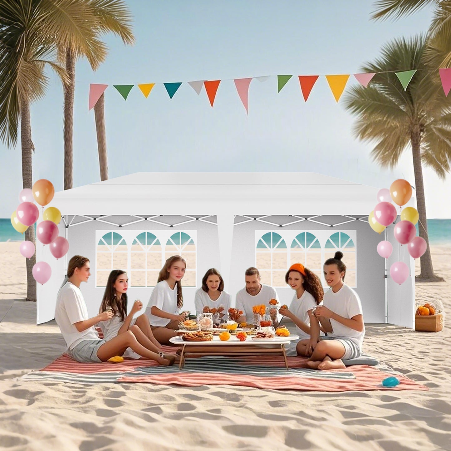Partytent – Paviljoen – Feesttent – Tuinent – Opvouwbare Tent – 3x6m – Gecoat Stalen Frame – Waterafstotend Polyester Oxford