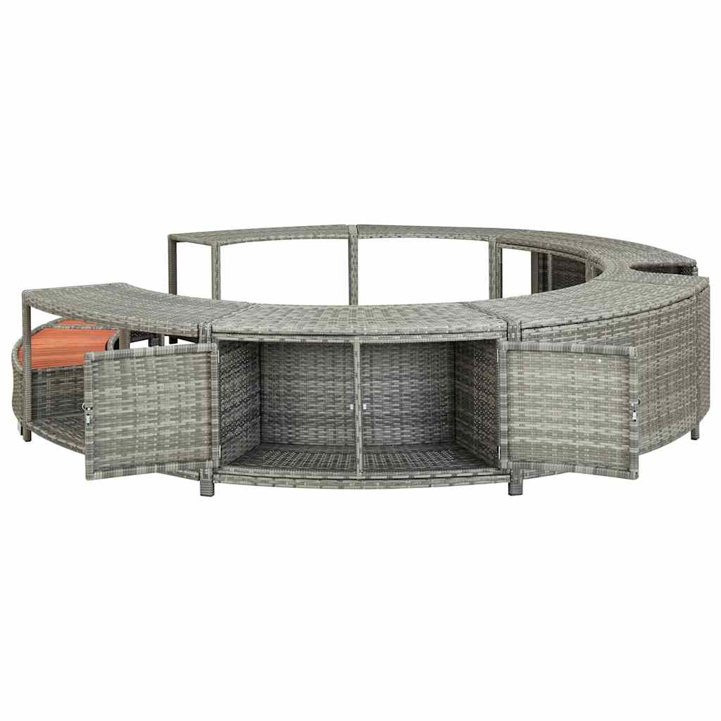 Hot Tub Afwerkset – Spa Rand Bescherming – Jacuzzi Ombouwset – Hot Tub Renovatie Kit – Zwarte Spa Accessoires – Waterbestendig Eucalyptus Hout – Ingebouwde Opbergruimte Met Batterijvak - Grijs