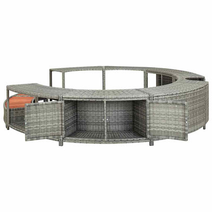Hot Tub Afwerkset – Spa Rand Bescherming – Jacuzzi Ombouwset – Hot Tub Renovatie Kit – Zwarte Spa Accessoires – Waterbestendig Eucalyptus Hout – Ingebouwde Opbergruimte Met Batterijvak - Grijs