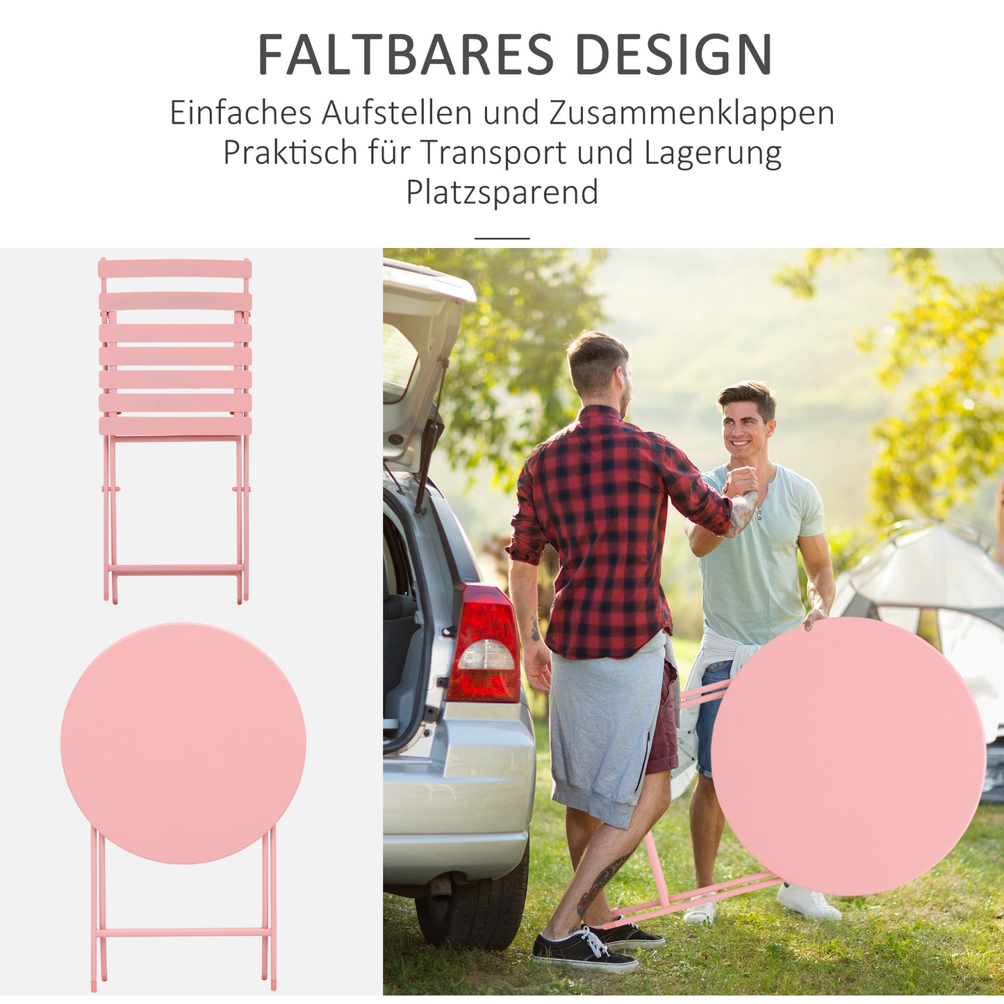 3-Delige Tuinset – Balkonset – Bistroset – Inklapbare Tuinmeubels – Tuinstoelen – Groen – compact & inklapbaar – duurzaam gepoedercoat metaal