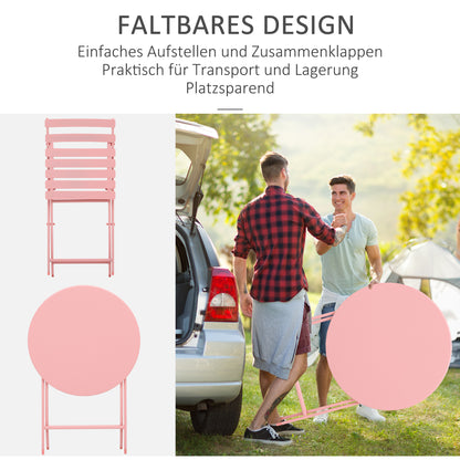 3-Delige Tuinset – Balkonset – Bistroset – Inklapbare Tuinmeubels – Tuinstoelen – Groen – compact & inklapbaar – duurzaam gepoedercoat metaal
