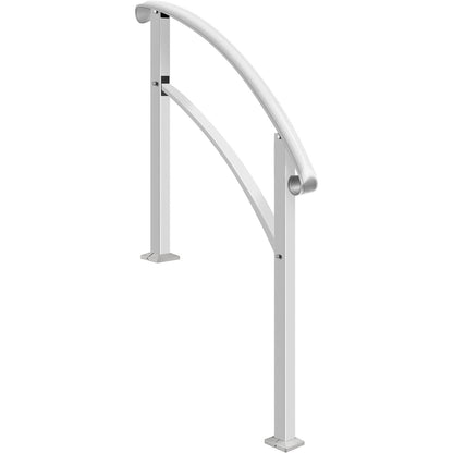 Handrail – Trapleuning – Trapbeugel – Buitenleuning – Smeedijzeren Leuning – Verstelbare Hoogte Tot 106 cm – Weerbestendig Wit Poedercoating