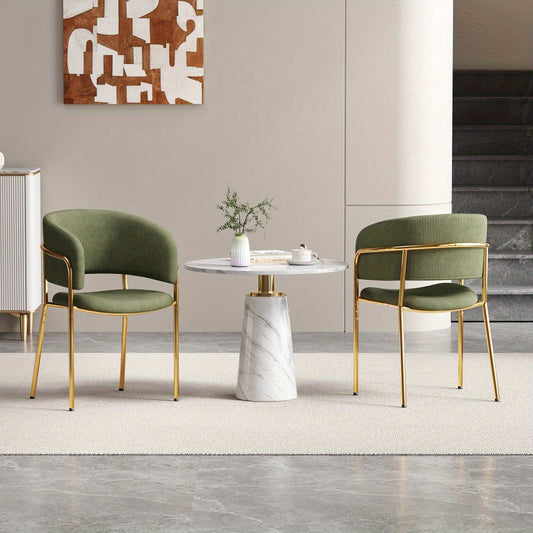 Eetkamerstoelen – Stoelen – Kuipstoelen – Eettafelstoelen – Woonkamerstoelen – Corduroy Bekleding – Verstelbare Poten – Set van 4 – Groen – Moderne Schuine Metalen Poten