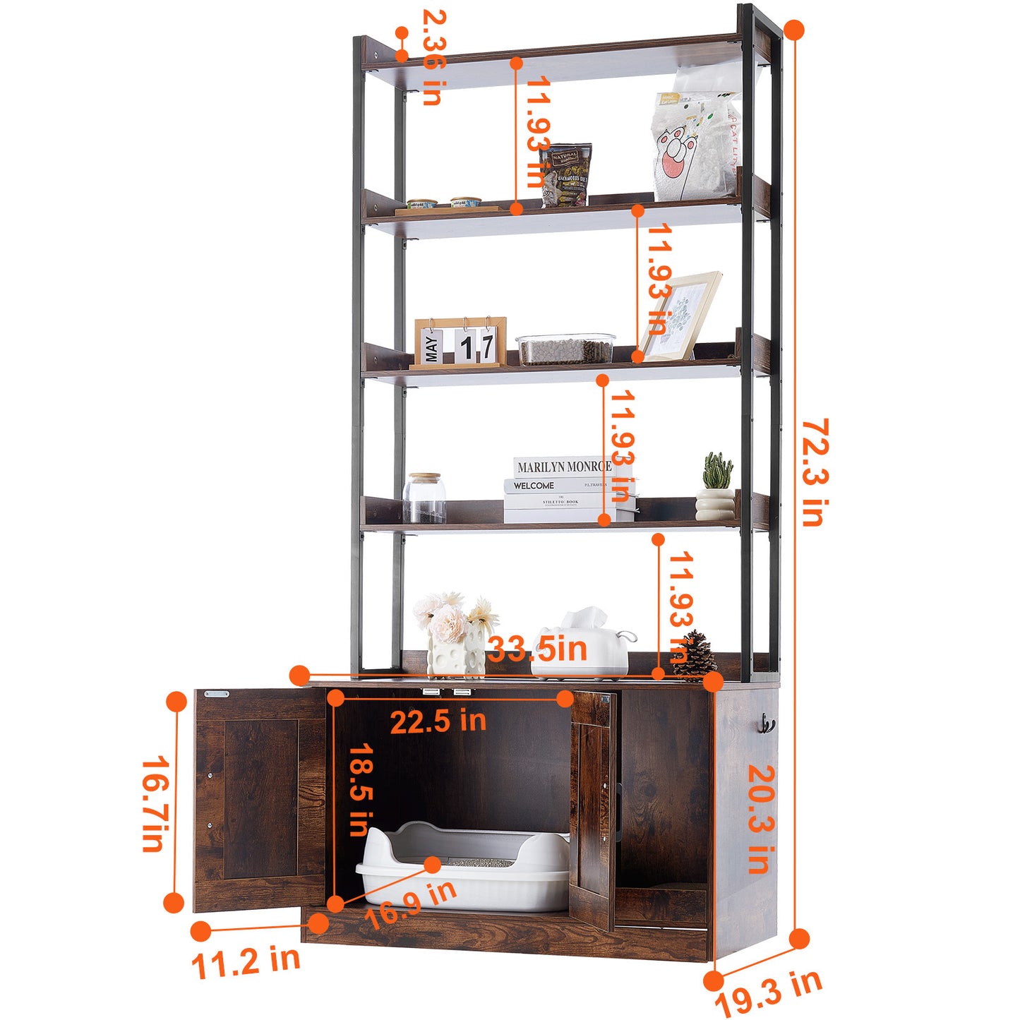 Kattenbak Kast – Kattenbak Meubel – Kattenbak Oplossing – Kattenbak Verstopper – Kattenbak Kabinet – Houten Kast Met Opbergruimte – Ventilatie En Krabmateriaal – Draagvermogen 68 Kg