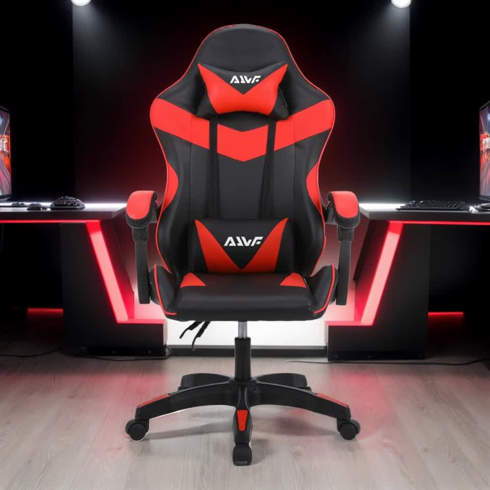 Gamingstoel – Gamestoel – Bureaustoel – Gaming Chair – Game Stoel – Ergonomische Hoge Rugleuning – PU Kunstleer Met Lendensteun – Verstelbaar – Rood