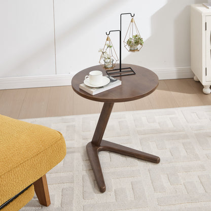 Bijzettafel – Tafeltje – Nachtkastje – Sidetable – Banktafel – Rond – Houtlook – Ruimtebesparend Design – Z-vormige Voet Stabiel