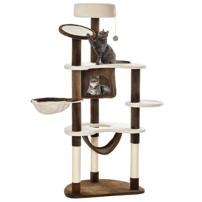 Krabpaal – Kattenboom – Kattenhuis – Kattentoren – Krabmeubel – Plush Bekleding – 65x50x153 cm Groot